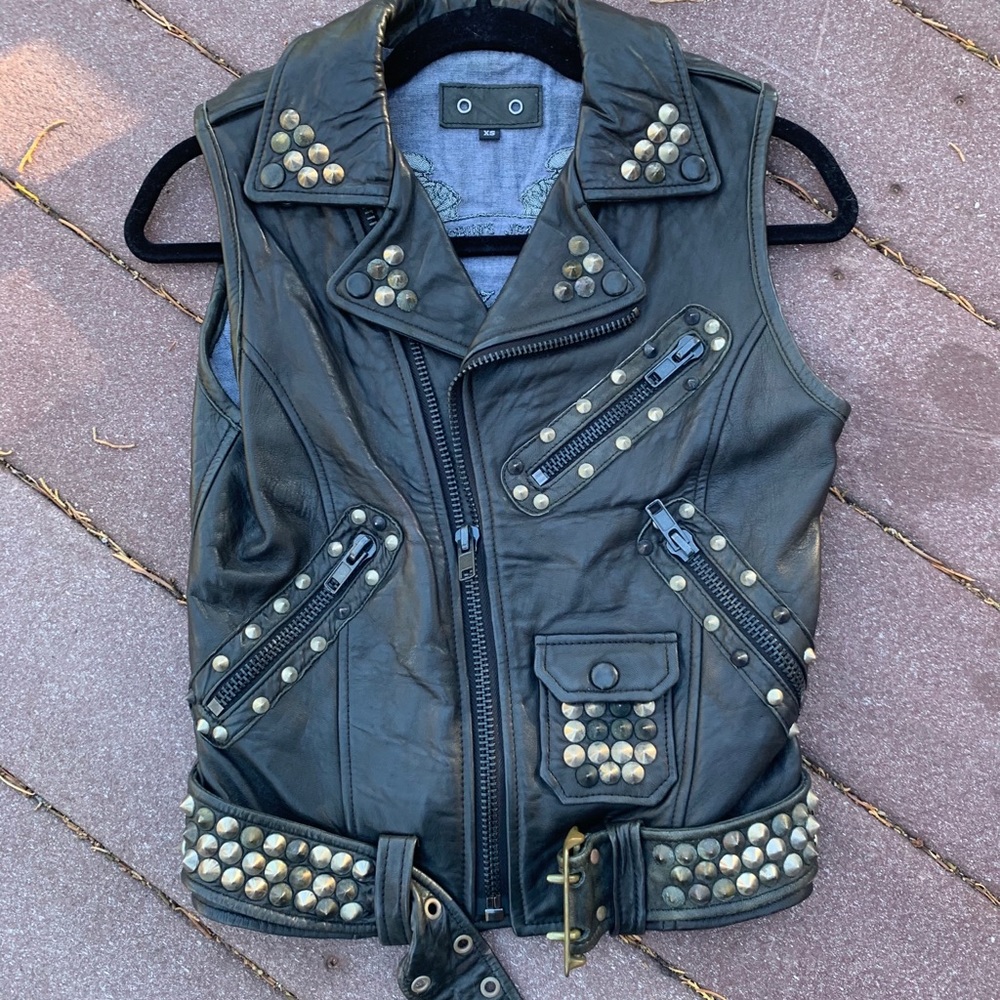 Robin's Jeans Women's Moto Vest with Studs